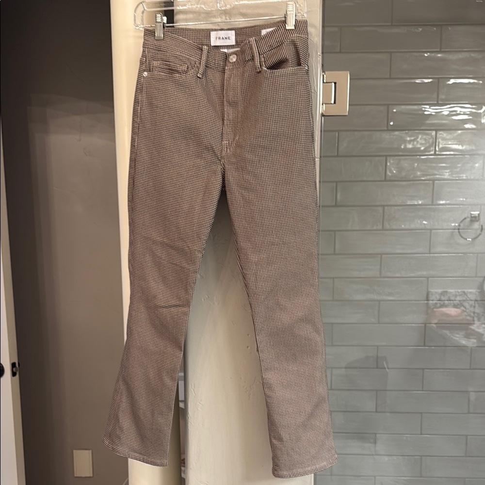 Frame Brown Gingham Crop Jeans